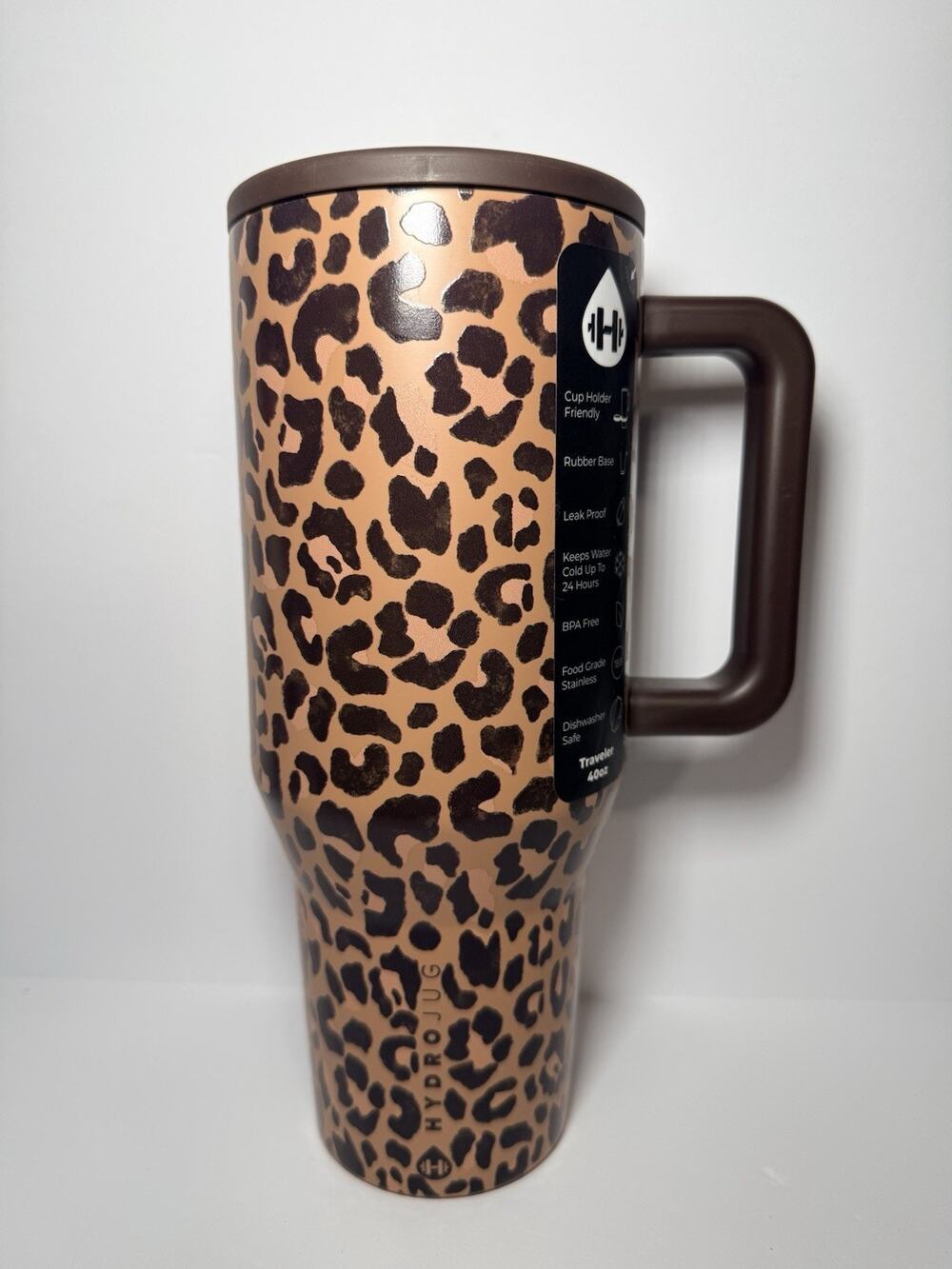Hydrojug Limited Edition SAVANNA Leopard Cheetah 40oz Traveler Tumbler BNWT